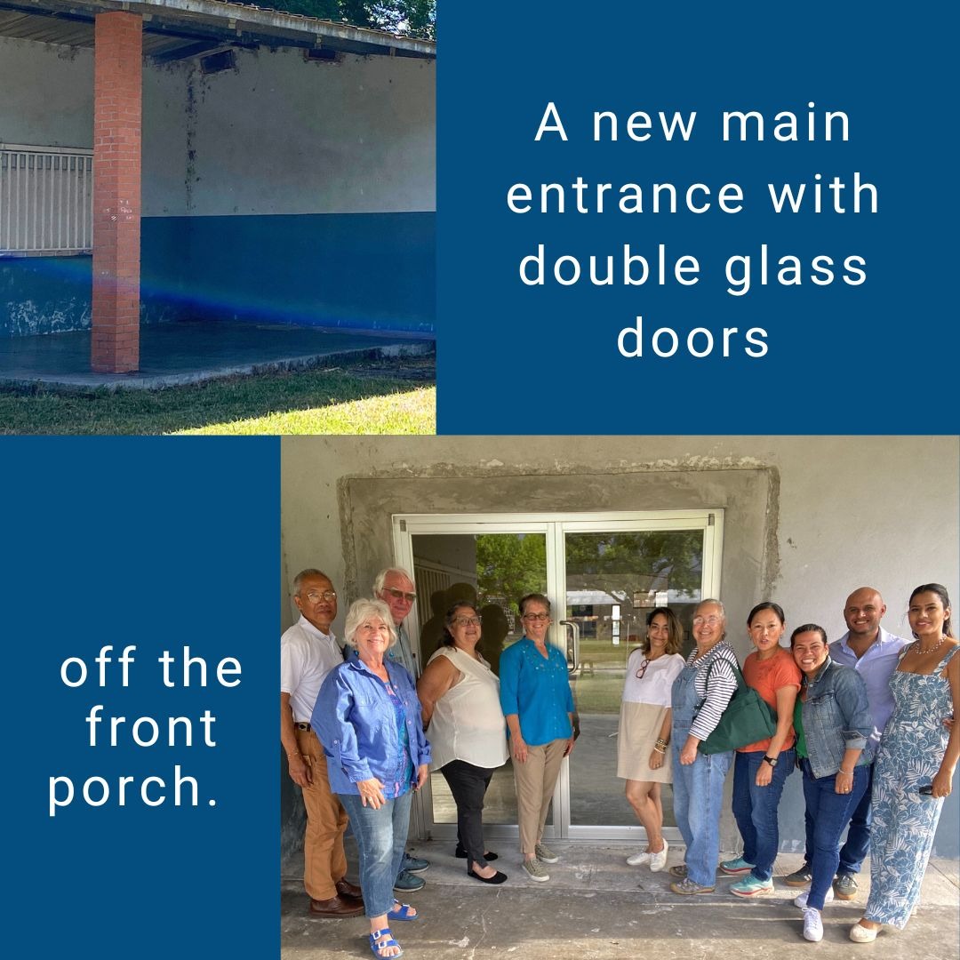 New glass entrance doors